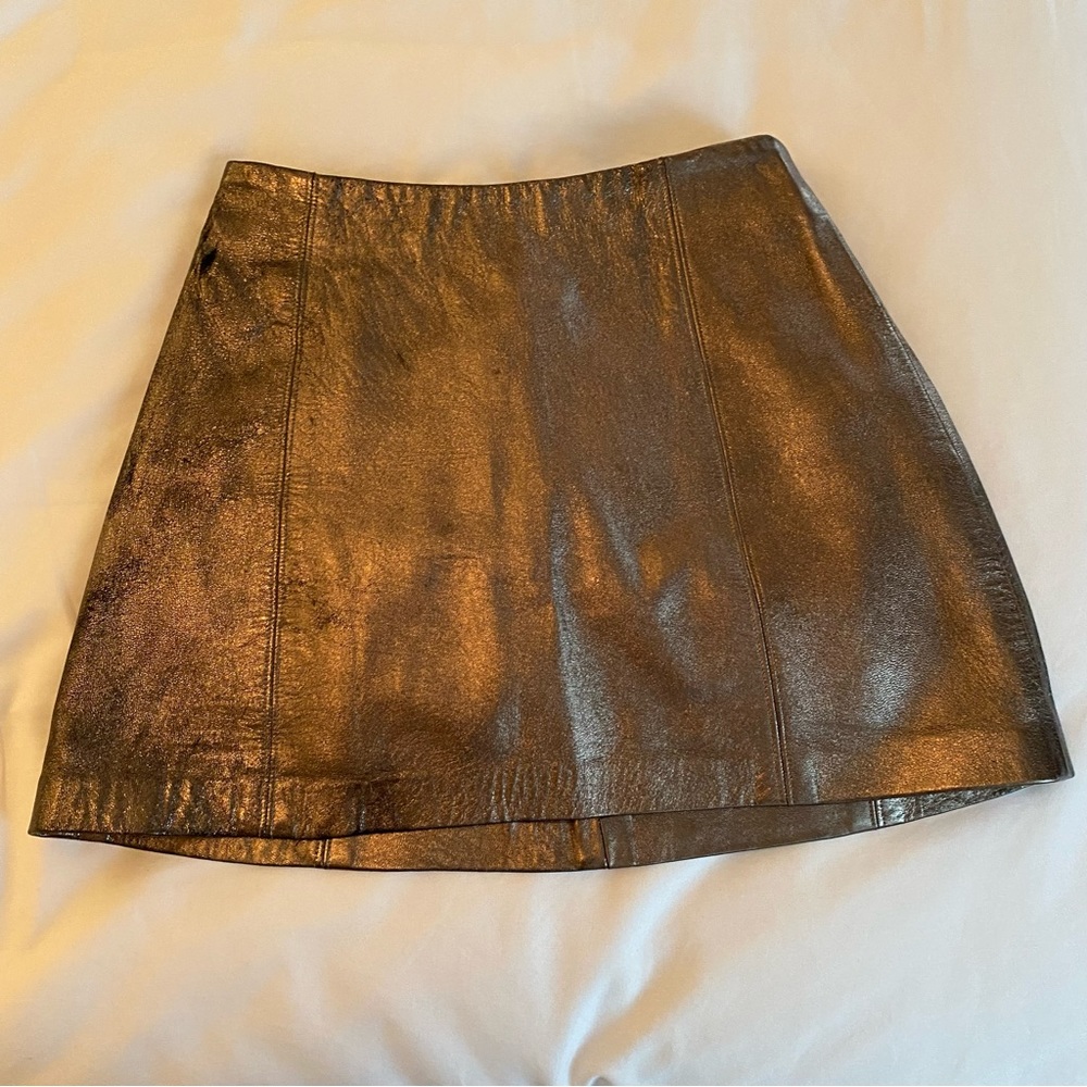 Reformation Metallic leather Mini Skirt